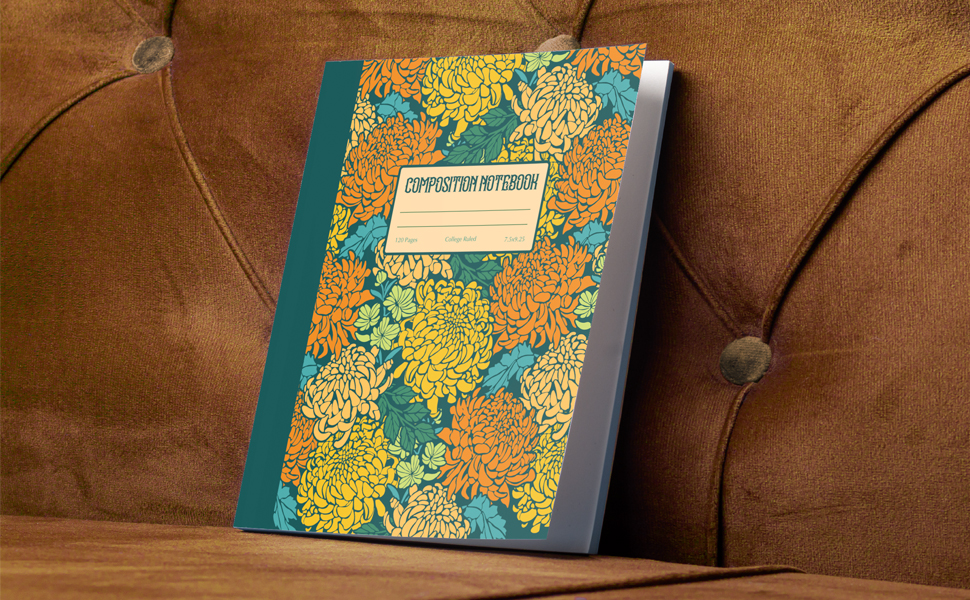 Check out our specially designed notebook with a beautiful cover featuring chrysanthemums, created by a professional designer
