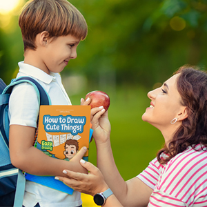 2 Beautiful Colored Grid paper Notebooks Cover Bring the Super Change to Your ADHD Kid's Math Writing 5 A kid holding a book named: How to draw cute things