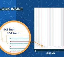 2 Three Lined Notebooks with great Designs For Dysgraphia in Handwriting practice: Portrait or Landscape Orientation printed paper